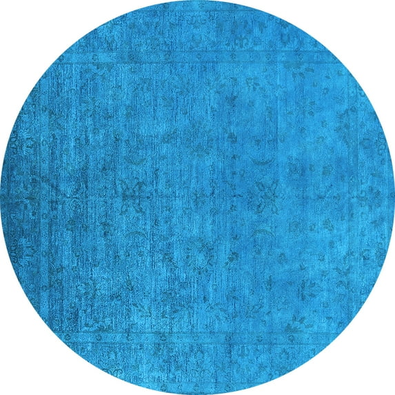 Ahgly Company Indoor Round Oriental Light Blue Industrial Area Rugs, 8' Round