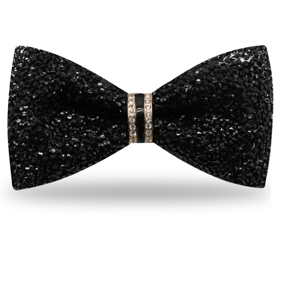 Pajarita GHTIYLP con strass negra ajustable 12 x 6 cm