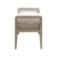 thumbnail image 3 of 52 Inch Classic Bench with Wood and Cane Frame, Cushion, Washed Brown- Saltoro Sherpi, 3 of 5