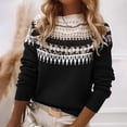 thumbnail image 2 of SETOOFF Women Geometric Pattern Crew Neck Knit Sweater Long Sleeve Color Block Printed Knitted Pullover Jumper Fall Winter Layering Top, 2 of 7