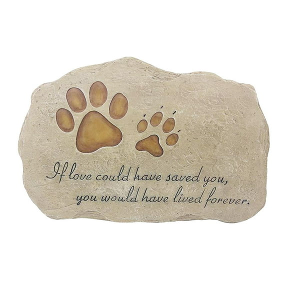 YWMJZEU Paw Print Resin Pet Memorial Stone Waterproof Outdoor Dog Grave Marker Cat Puppy