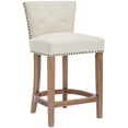 thumbnail image 3 of CQSXDA Leather Upholstered Bar Stools Set of 2, Fixed Height 26 Inch Comfortable Wooden Frame Chairs, 3 of 7