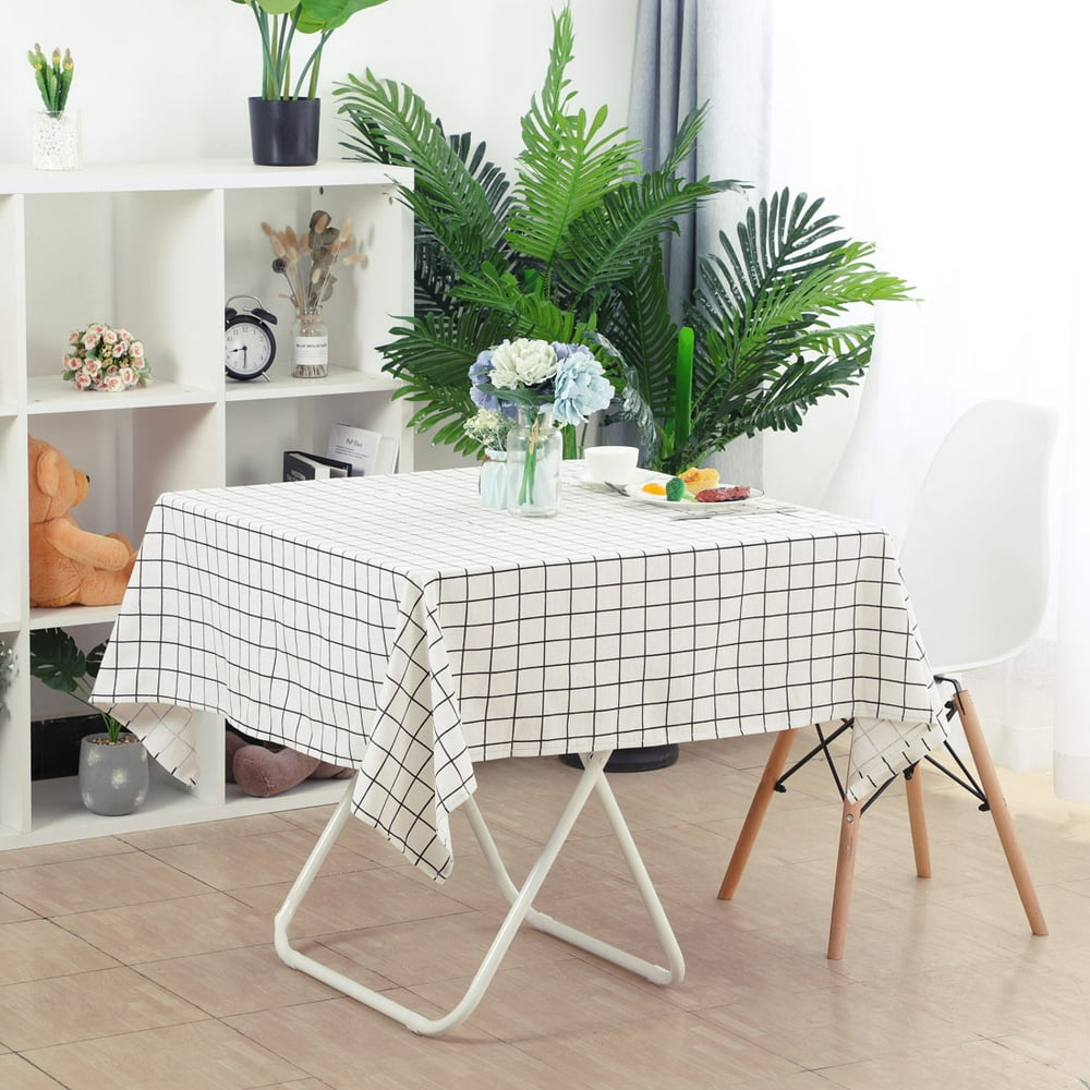 Square Soft Tablecloths Plaid Pattern Cotton Table Cover Outdoor