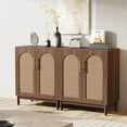 thumbnail image 2 of Tribesigns Set of 2 Rattan Sideboard Buffet Cabinet with Storage, 59 Inch Accent Cabinet with Doors, Storage Cabinet for Dining Room, Living Room, Kitchen, Rattan and Brown, 2 of 9