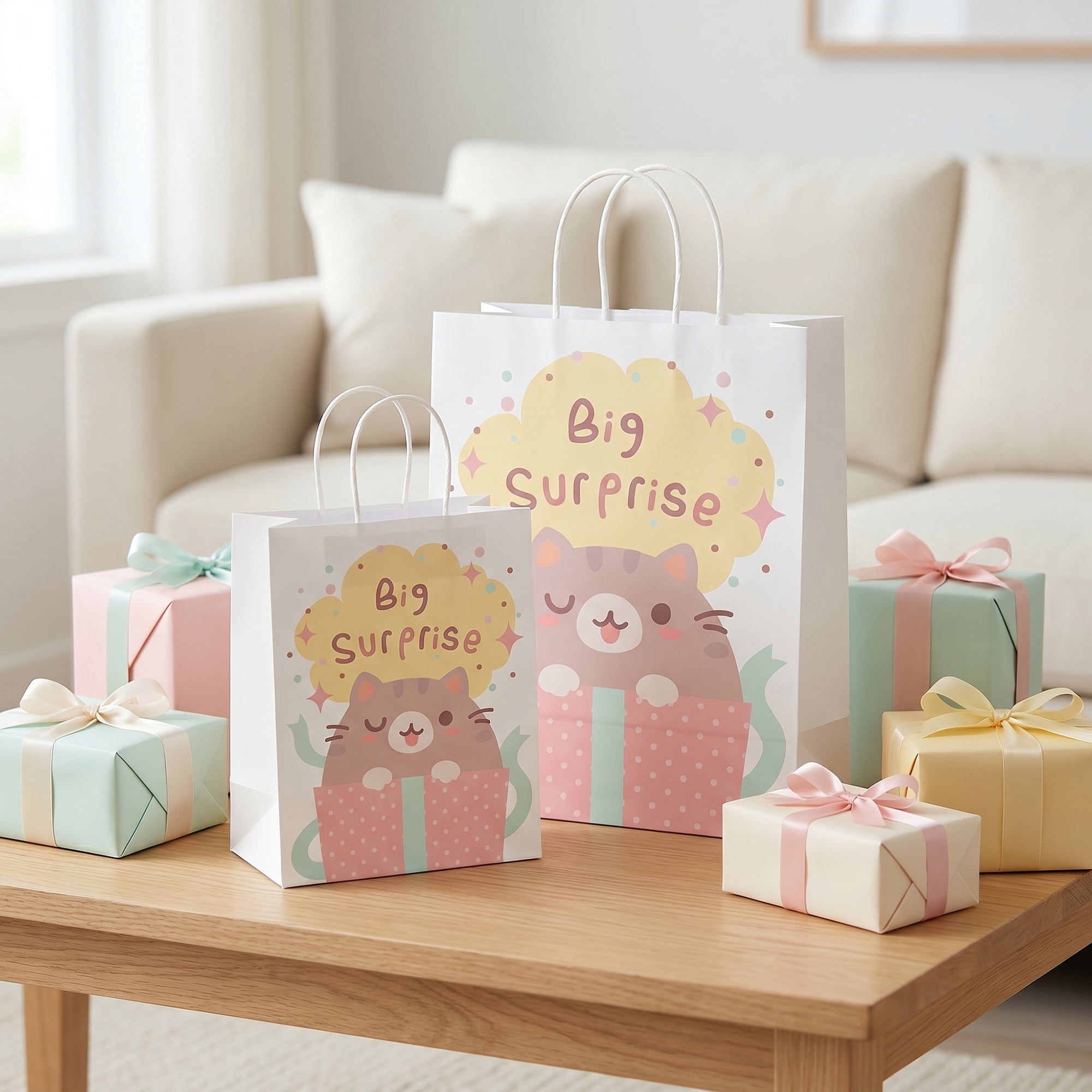 Unique Bargains 6Pcs Multi-Purpose Sturdy Treat Gift Bags White 5.9" x 3.1" x 8.3"