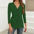 thumbnail image 6 of Women's Fashion Casual Short Cardigans Button-down Shirt Lightweight 3/4 Long Sleeve Solid Color Basic Tops, 6 of 6