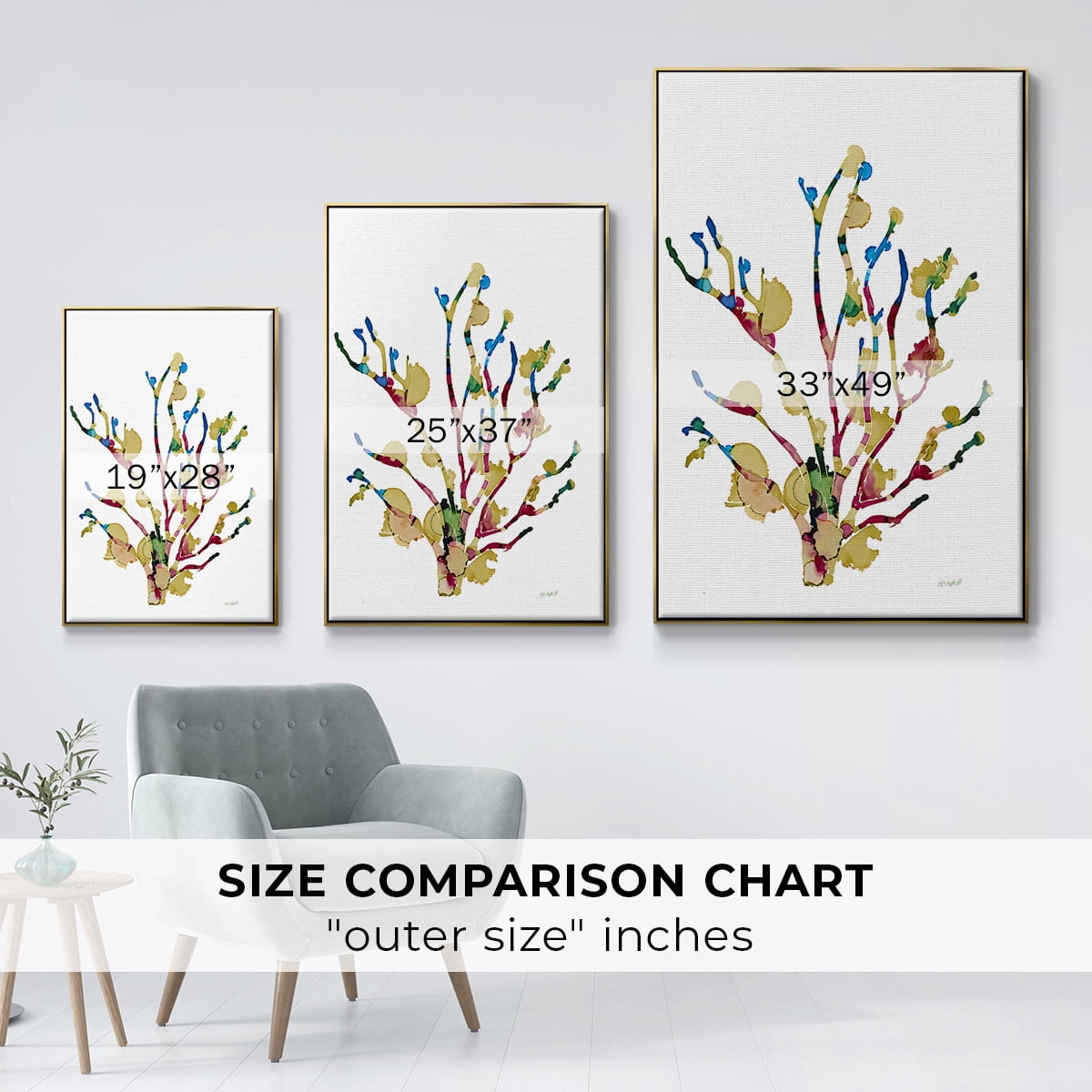 Sea Coral III Framed Premium Gallery Wrapped Canvas - Ready to Hang - 25 x 37 - Gold Floating Frame