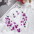 thumbnail image 3 of BOCAR 5 Layer Illusion Wire Gradient Color Shell Beaded Statement Necklace for Women (N0021_Purple), 3 of 7