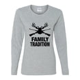thumbnail image 2 of Wild Bobby, Family Tradition Buck Hunting, Hunting, Women Graphic Long Sleeve Tee, Heather Grey, Medium, 2 of 4