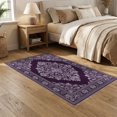 thumbnail image 2 of ODIKA 5'x7' Washable Area Rug Non-Slip, Chair-Friendly Plum Tonal Faded Palette Repeating Ornamental Fuzzy Purple for Dining Room, Under Table, Home Office, 2 of 7