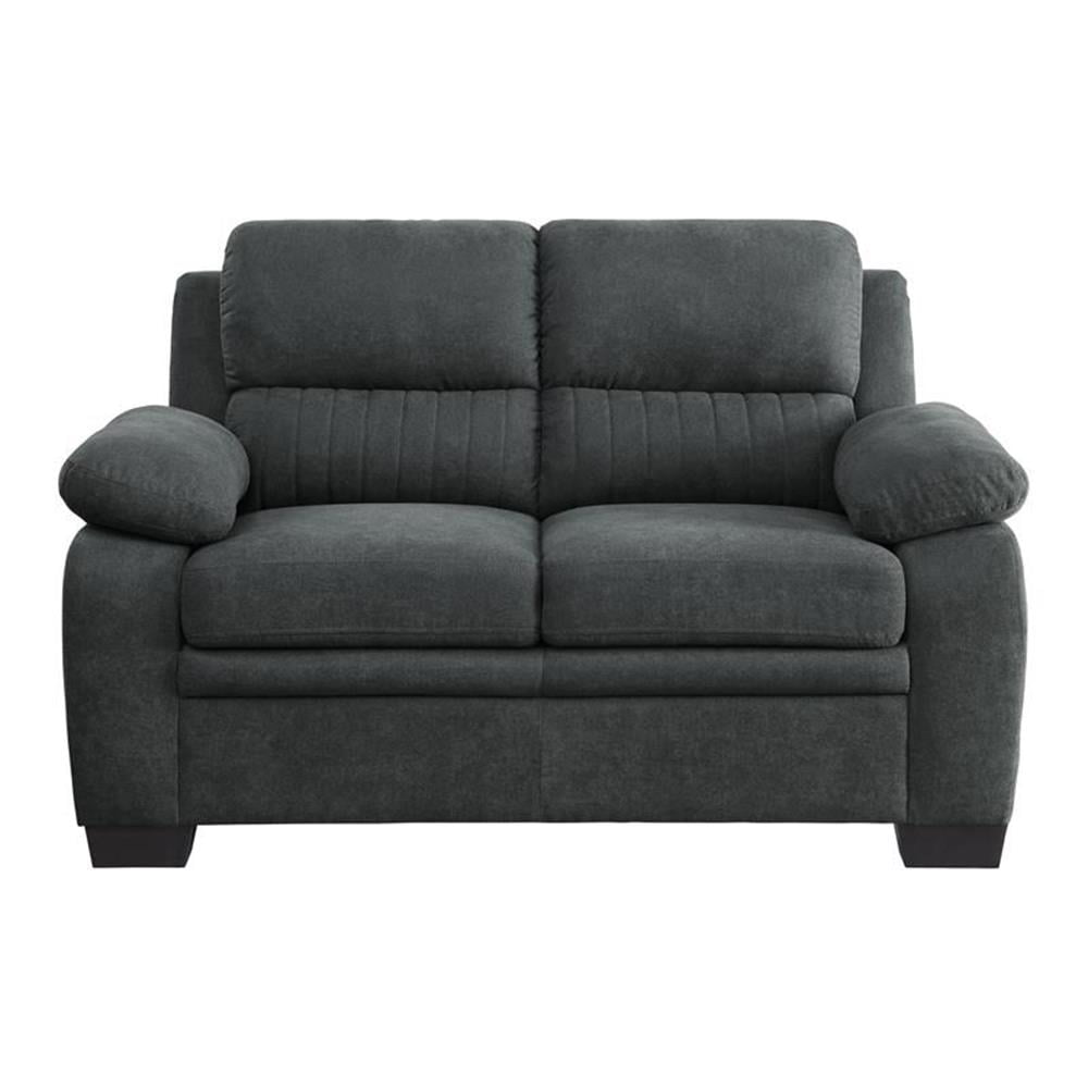 Lexicon Modern Tufted Loveseat with Exposed Legs, Dark Gray
