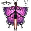 thumbnail image 3 of JOYIN Halloween Butterfly Wing Costume for Women, Butterfly Wing Cape Shawl with Lace Mask and Black Velvet Antenna Headband for Adult Halloween Party Dress up, 3 of 8