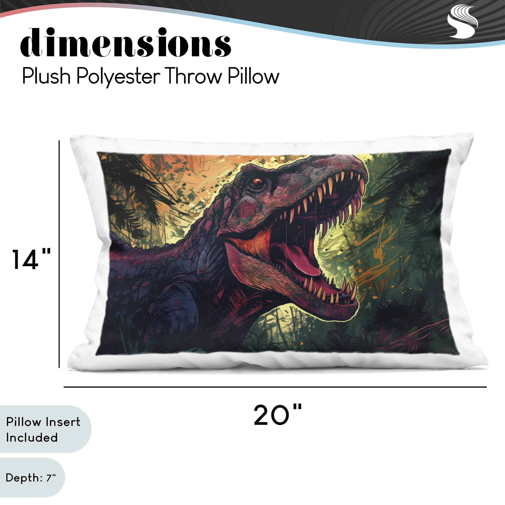 Stupell Industries Dark Roaring T-Rex Decorative Printed Throw Pillow, design by Creative Studio