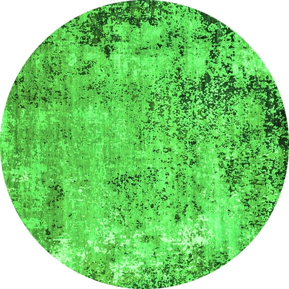 Ahgly Company Indoor Round Oriental Green Industrial Area Rugs, 6' Round