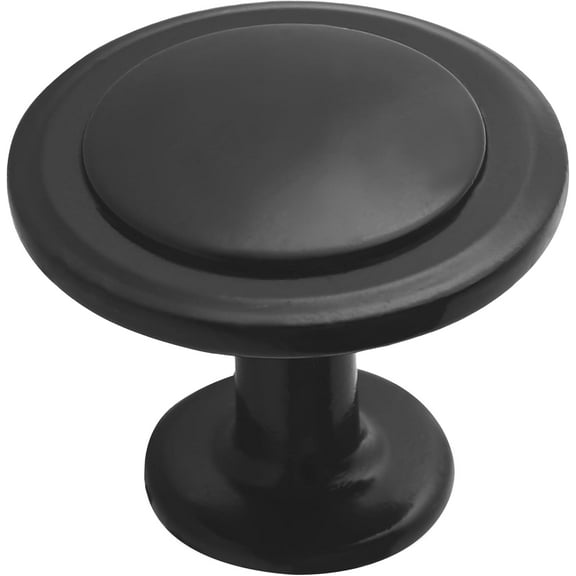 6pcs Matte Black Cabinet Knobs – 1-1/4” Modern Drawer Pulls, Durable Zinc Alloy Handles with Short & Adjustable Screws for Kitchen, Dresser, Cabinets