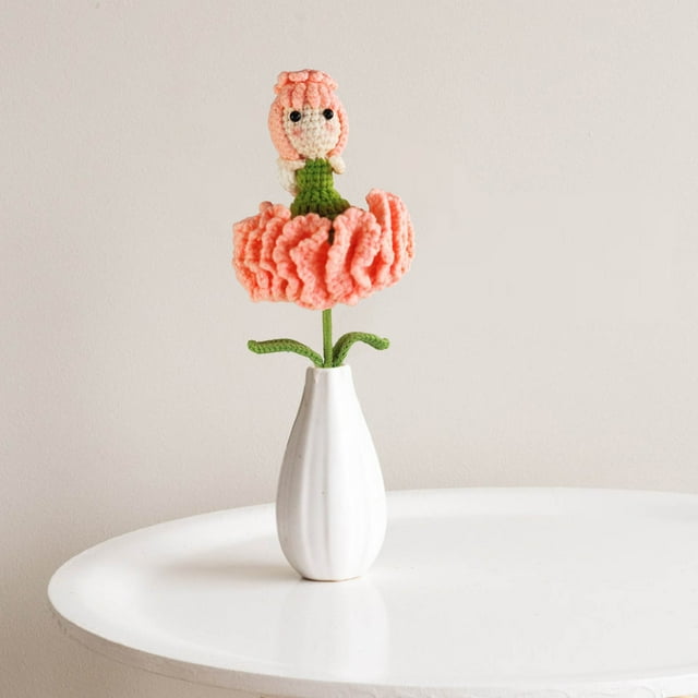 Bouquet Féerique d'Oeillets au Crochet Tissé à la Main, Fini, pour Arrangement Floral Bricolage à la Maison