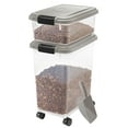 thumbnail image 4 of IRIS USA 3-Piece 41 Lbs/45 Qt WeatherPro Airtight Pet Food Storage Container Combo with Scoop and Treat Box for Dog Cat and Bird Food, Chrome/Clear, 4 of 5