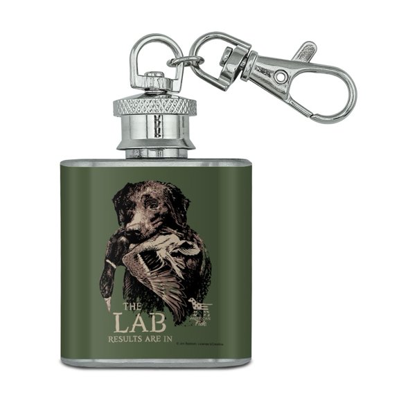 The Lab Results are in Labrador Duck Hunting Stainless Steel 1oz Mini Flask Key Chain