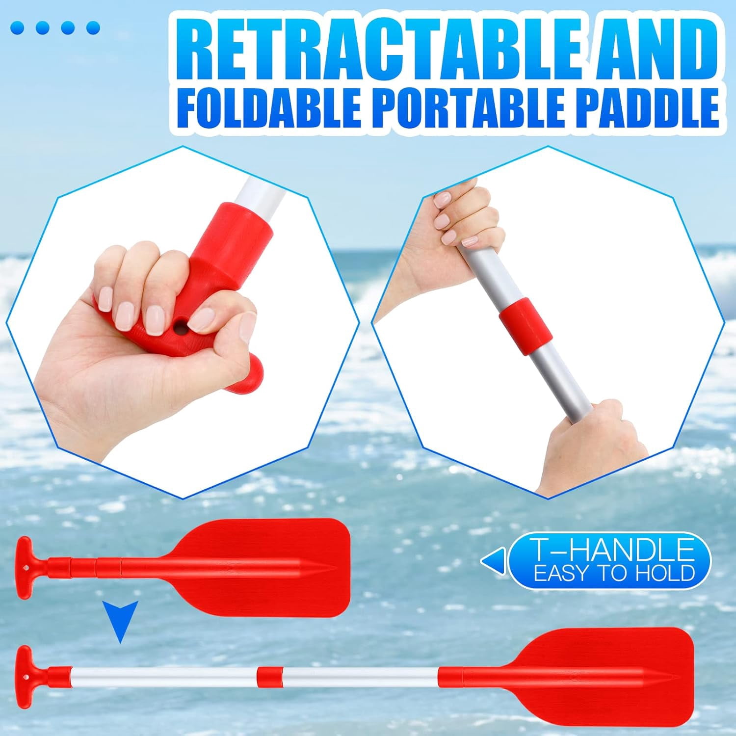 Boat Canoe Paddles Telescoping Collapsible Oar Aluminum 21.3-41.7 in Kayak Paddles Adjustable Length for Kayak Inflatable Dinghy Water Sport Boat Accessories