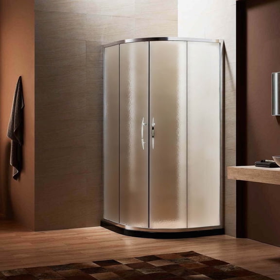Dreamwerks 36 in. W x 79 in. H Framed Sliding Shower Enclosure with Frosted Glass in Chrome