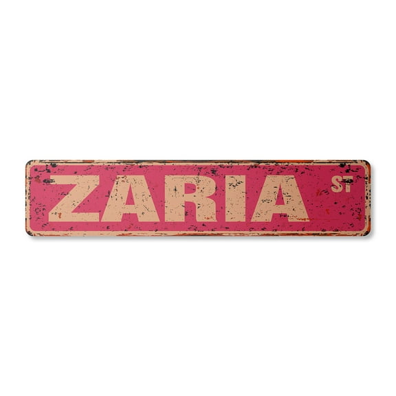 ZARIA Vintage Aluminum Street Sign Childrens Name Room Metal Sign rustic metal tin | Indoor/Outdoor | 18" Wide