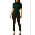 thumbnail image 2 of INSPIRE CHIC Women's Mock Neck Blouse Half Sleeve Basic Knitted Tops S Olive Green, 2 of 5