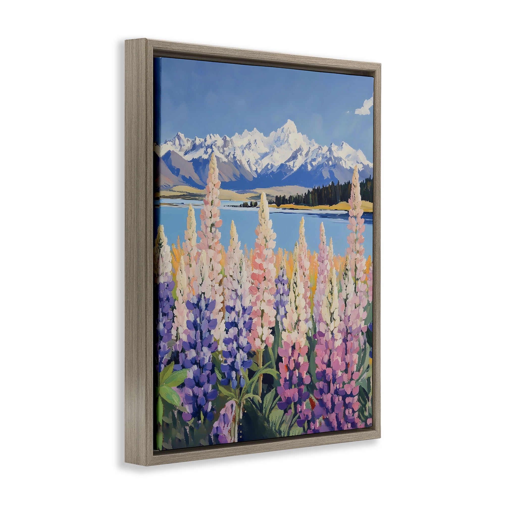 Stupell Industries Mountains & Wildflowers by Lake Brown Framed Floater Canvas Wall Art, design by The Prints Vibe