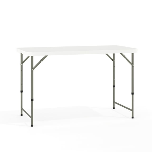 Flash Furniture 4' Rectangular Height Adjustable Indoor/Outdoor Plastic Folding Event Table, White