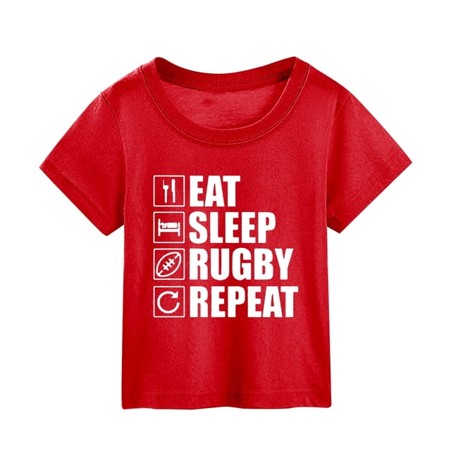 TIEVOSA American Football Rugby Fans Sports Gift Summer Character Football Letter Printing Short Sleeve out Wear T Shirt for 2-3 Years