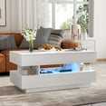thumbnail image 2 of Lincordor Multi-Functional Lift Top Coffee Table with Storage, 47" Modern LED Illuminated Table with 2 Drawers & Hidden Compartment, for Living Room & Office(White), 2 of 8