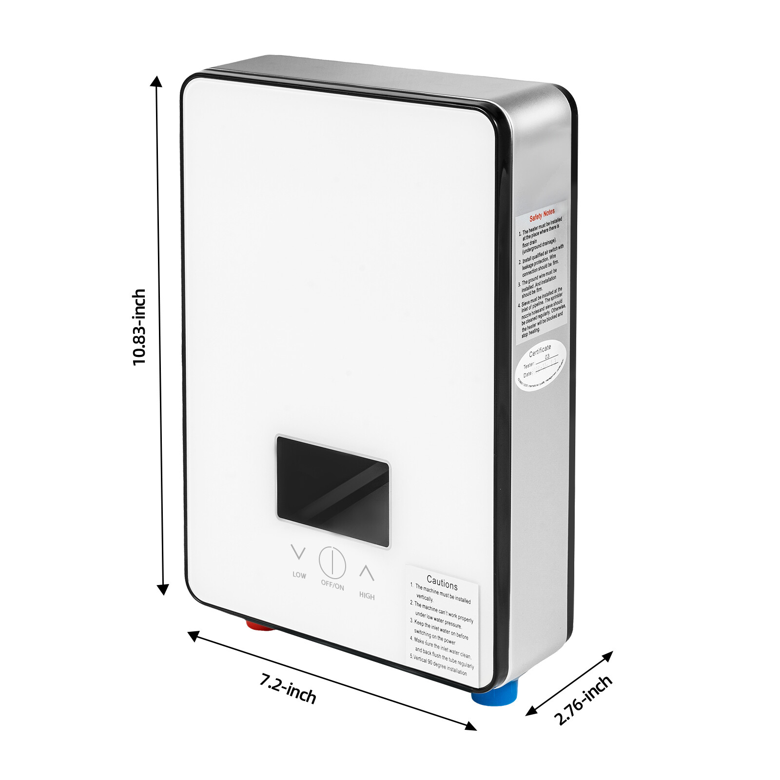 110V Whole House Electric Tankless Instant Water Heater With Shower Head 4500W 10.83*7.2*2.76 inch for Kitchens, Bathrooms, Restaurants, Hotels