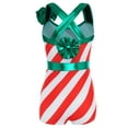 thumbnail image 2 of TTAO Children Kids Girl Christmas Dance Outfit Straps Stripes Print Jumpsuit Mrs Santa Elf Ballet Leotard Red 8, 2 of 7