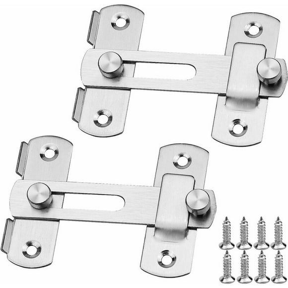 2pcs Door Latch Sliding Latch, Stainless Steel Door Lock with Screws, Security Door Latches