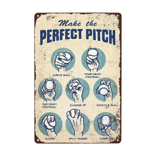 Lipstore Baseball Skills Signs Professional Versatile Wall Art Aluminum Easy Install Wall