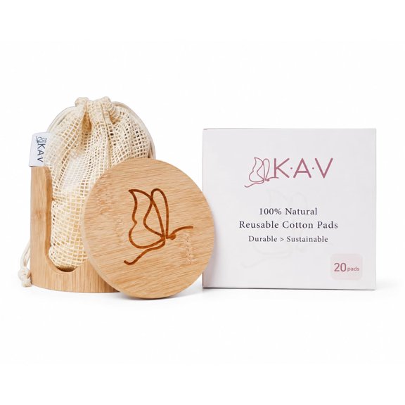 KAV Almohadillas de Algodón Reutilizables, Desmaquillante, Almohadillas Faciales Reutilizables, 100 % Algodón Natural, Duraderas – Sostenibles