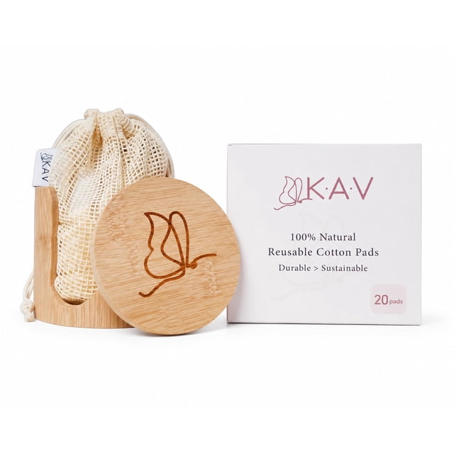 KAV Almohadillas de Algodón Reutilizables, Desmaquillante, Almohadillas Faciales Reutilizables, 100 % Algodón Natural, Duraderas – Sostenibles