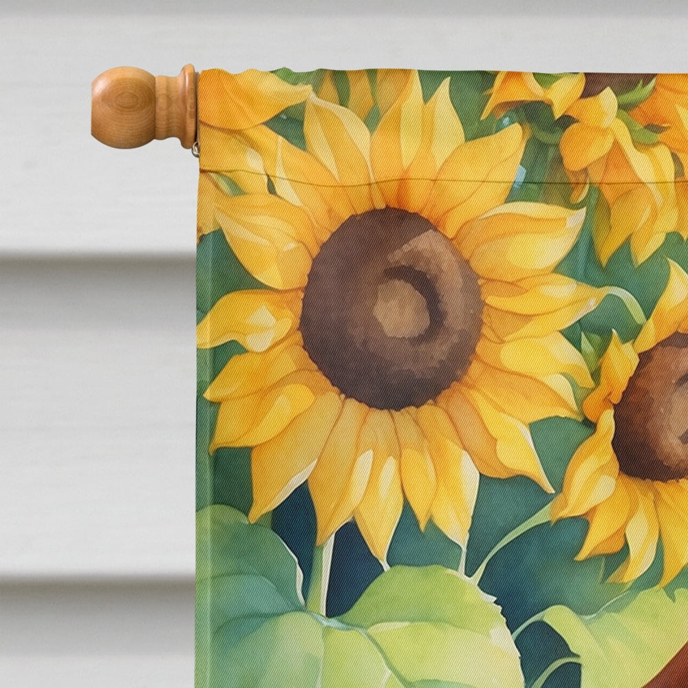 Irish Setter in Sunflowers House Flag 28 in x 40 in