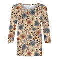 thumbnail image 5 of Craaazy Shirts for Women Vintage Floral Print 3/4 Length Sleeve Round-neck Spring Summer Clothes Gifts, 5 of 5