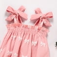 thumbnail image 3 of ZEHJUHAN Baby Girl's Sleeveless Ruffle Print Bow Strap Romper, Lace Trim Jumpsuit with Snap Closure Pink bow，0-3M, 3 of 7