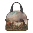 thumbnail image 2 of Goofa Three Horses Oil Painting Pattern Lunch Bag ,Insulated Lunch Box, Small Leakproof Cooler Food Lunch Containers Reusable High Capacity Lunch Tote Bags, 2 of 8