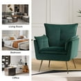 thumbnail image 6 of Accent Chair Set of 2 Tufted Cushion Padded Contemporary Classic Velvet Armchair Home Living Room Green, 6 of 8