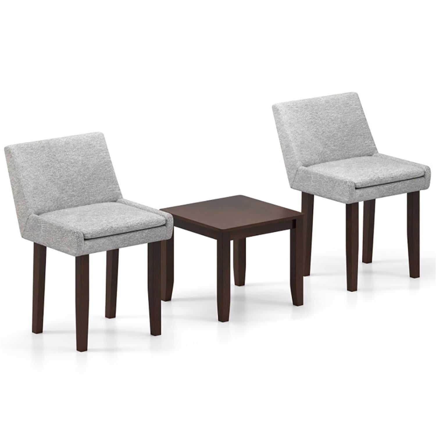 Demi Bonn 3-Piece Bar Table Set with 2 Chair, Accent Table and Chair Set, Perfect for Small Space, Kitchen and Living Room, Gray