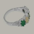 thumbnail image 5 of LBG British Made 14k White Gold Natural Emerald & Opal Womens Eternity Ring - 33 size options - Size 8.5, 5 of 8