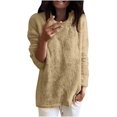 thumbnail image 3 of Sudadera para mujer casual cuello redondo difuso polar jersey camisa otoño invierno ligero peludo manga larga tops 2023, 3 of 5