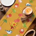 thumbnail image 3 of Orange Spring Floral Table Runner 70 Inches, Green Botanical Summer Flower Birds Bed Runner Dresser Scarves Tabletop for Indoor Outdoor Parties/Ceremony/Banquet, 13" x 70", 3 of 9