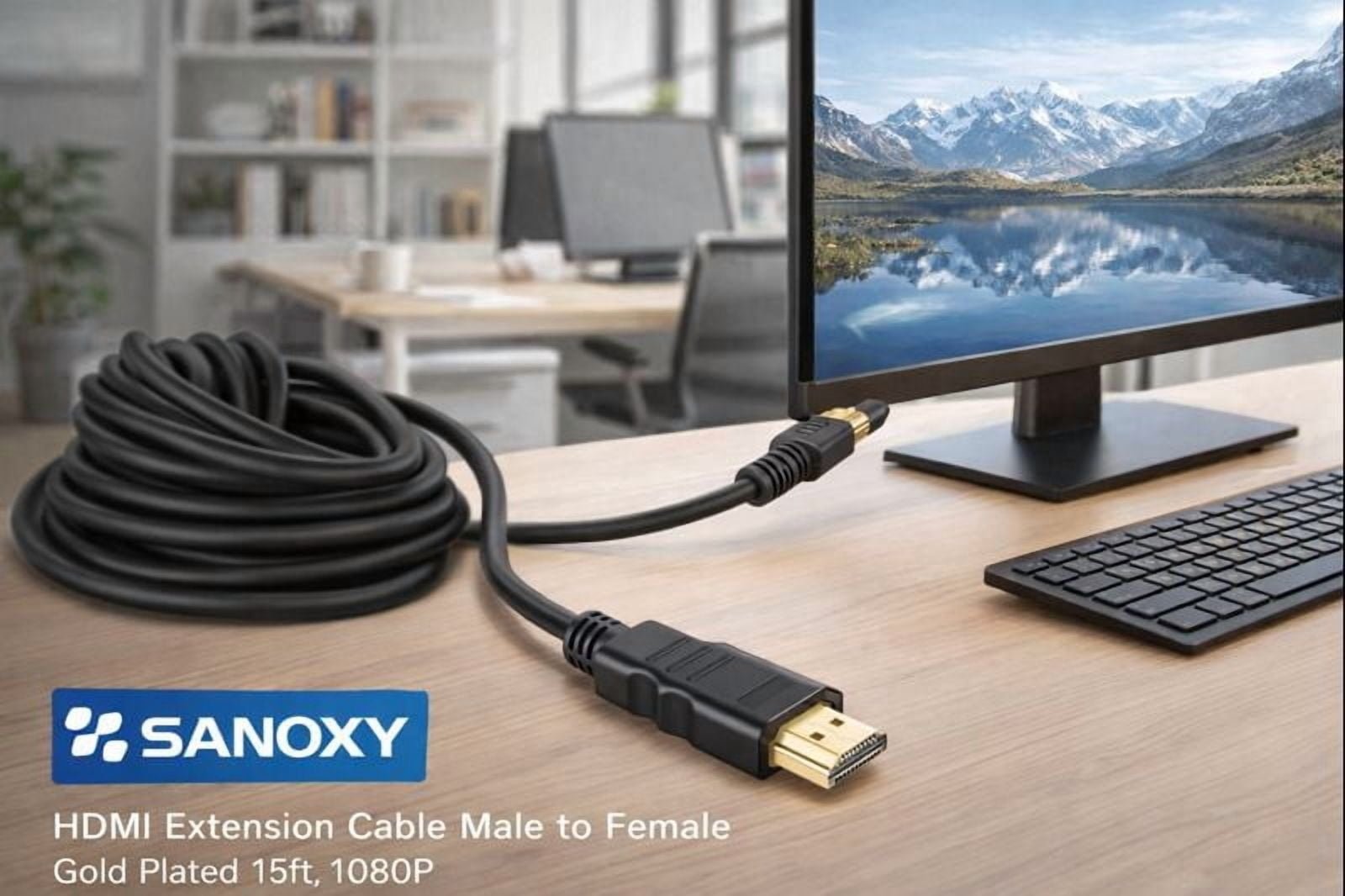 Sanoxy HDMI Extension Cable Male to Female Gold Plated 15ft 1080P