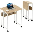 thumbnail image 1 of 24.8" Portable Computer Table,135 lb Capacity,Rolling Computer Table on Wheels, Sturdy Iron Frame,Easy Assembly,Space-Saving Collapsible Laptop Desk with Storage Shelf, 1 of 23