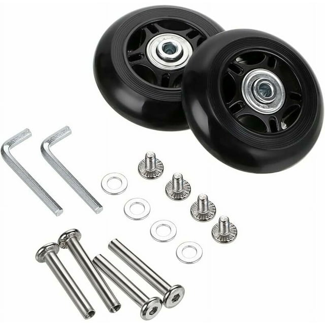 Ensemble de Roues de Remplacement 2 Pcs pour Rouleaux à Bagages, 7024 mm, Noir