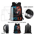 thumbnail image 6 of Uourmeti Wolf Pattern Design Daypack for Adults, 17 Inchs Durable Practical Large Capacity School Backpack for Work Travel, 6 of 6