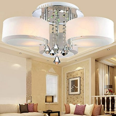 LOCO LED Modern acrylic crystal chandelier 3 lights (Chrome) ï¼Œ Modern Ceiling Light Fixture For, Hallway, Bedroom, Living